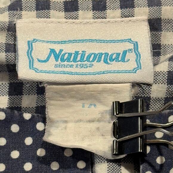 Vintage Nightgown Coastal Grandma Cottagecore Prairie Retro Button Plaid Blue 1X - Picture 3 of 4